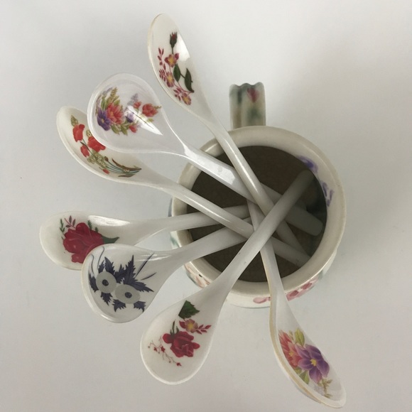 Tea Coffee Spoons and Cup Floral - Picture 5 of 8